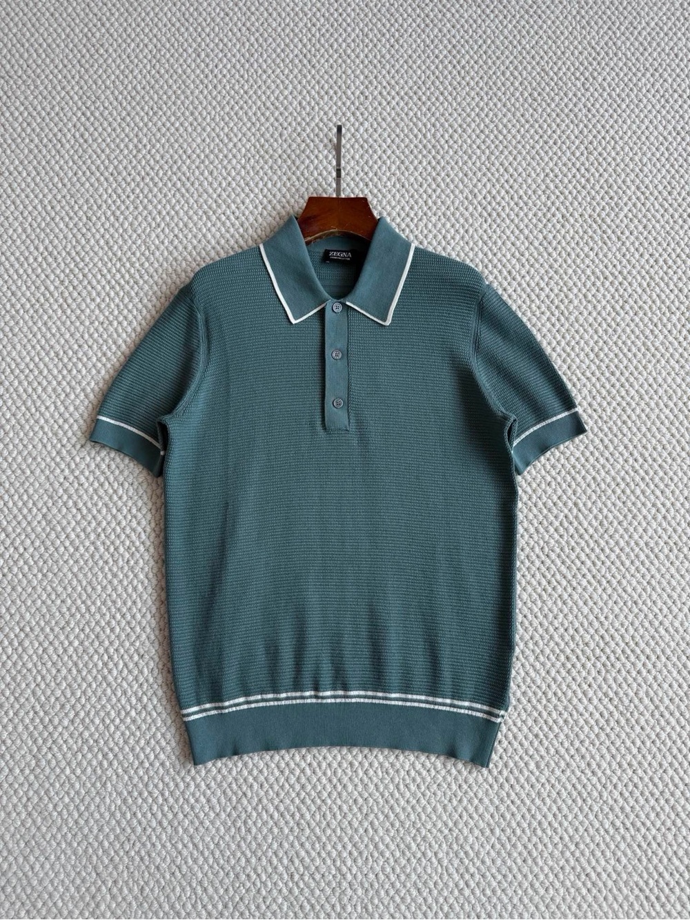 NWOT Zegna Men’s Premium Cotton Short-Sleeve Polo Shirt in Blue, Size S/M/L/XL